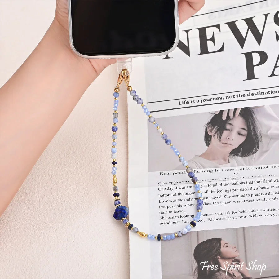 4-in-1 Natural Blue Sodalite & Lapis Lazuli Beaded Chain