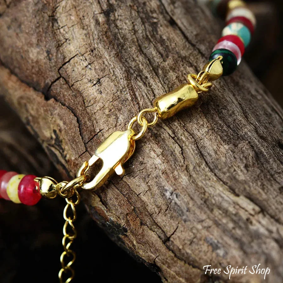 Mixed Multi-Color Natural Stone Bead & Pearl Bracelet Jewelry > Gemstone Elastic Stretch