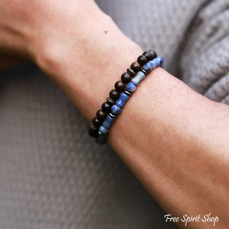Natural Bronzite & Blue Aventurine Bead Bracelets Jewelry > Bracelet Gemstone