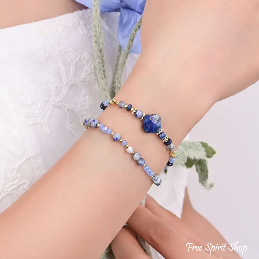 4-in-1 Natural Blue Sodalite & Lapis Lazuli Beaded Chain