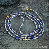 4-in-1 Natural Blue Sodalite & Lapis Lazuli Beaded Chain