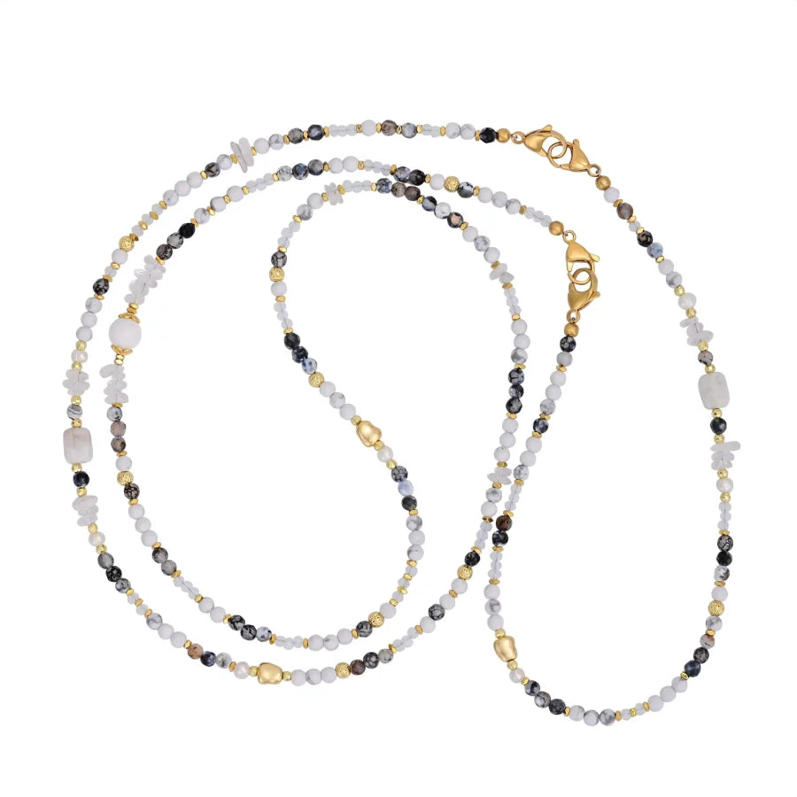 4-in-1 Natural Obsidian & Howlite Beaded Chain