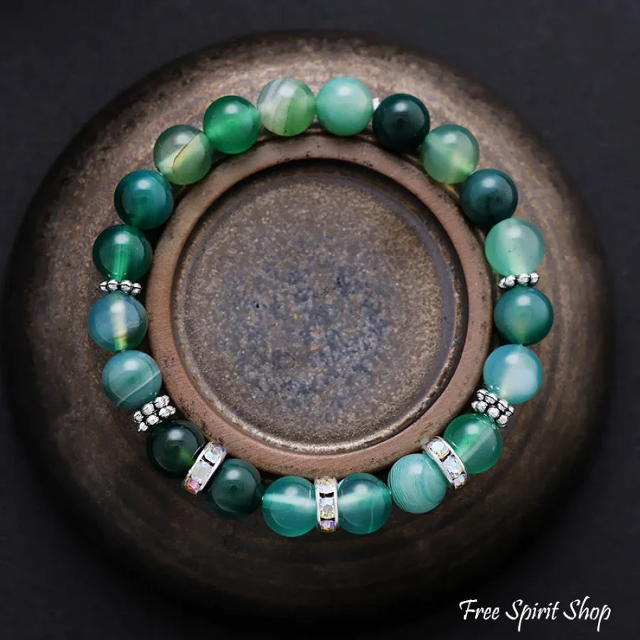 Natural African Turquoise Labradorite & Green Agate 3 Bracelet Set