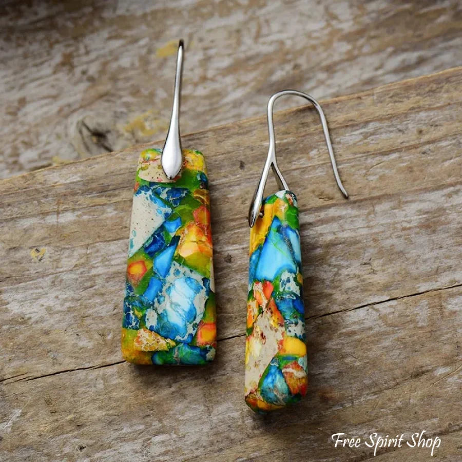 Colorful Imperial Mosaic Jasper Earrings