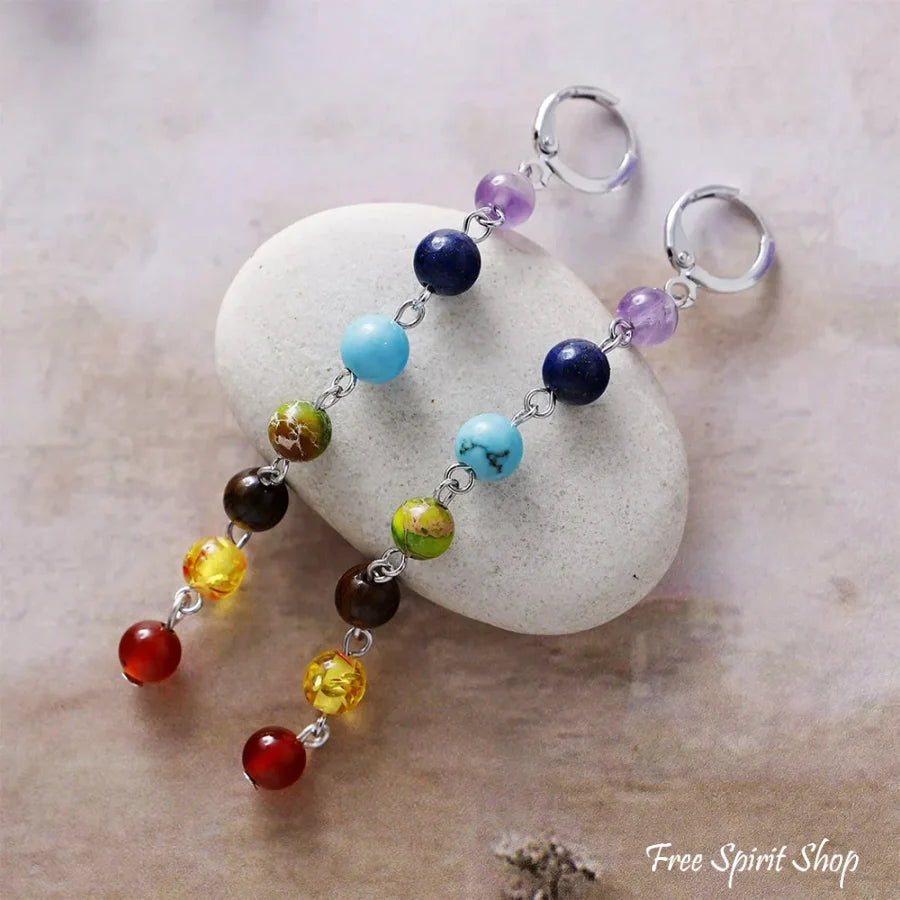 7 Chakra Harmony Gemstone Drop Earrings Jewelry > Earrings > Gemstone Earrings