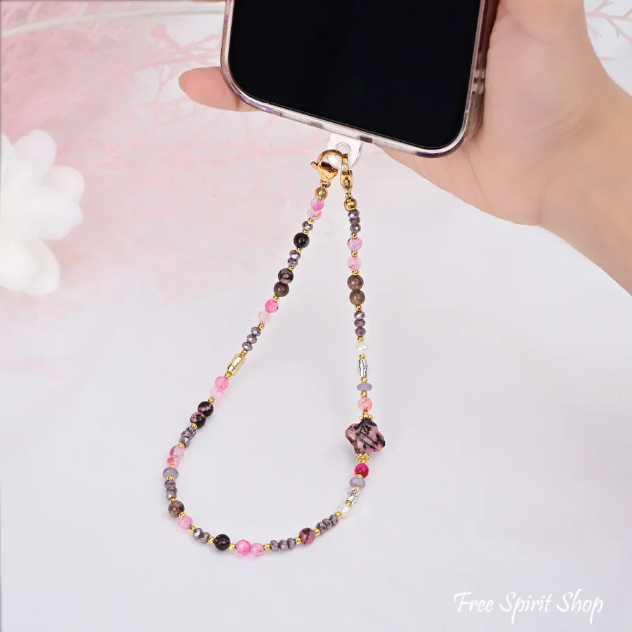 4-in-1 Natural Rhodonite Hematite & Tourmaline Beaded Chain