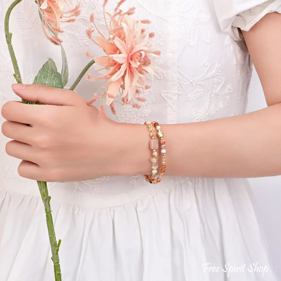 4-in-1 Natural Sunstone Carnelian & Citrine Beaded Chain