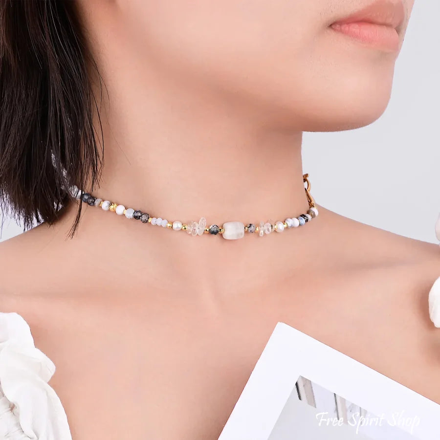 4-in-1 Natural Obsidian & Howlite Beaded Chain