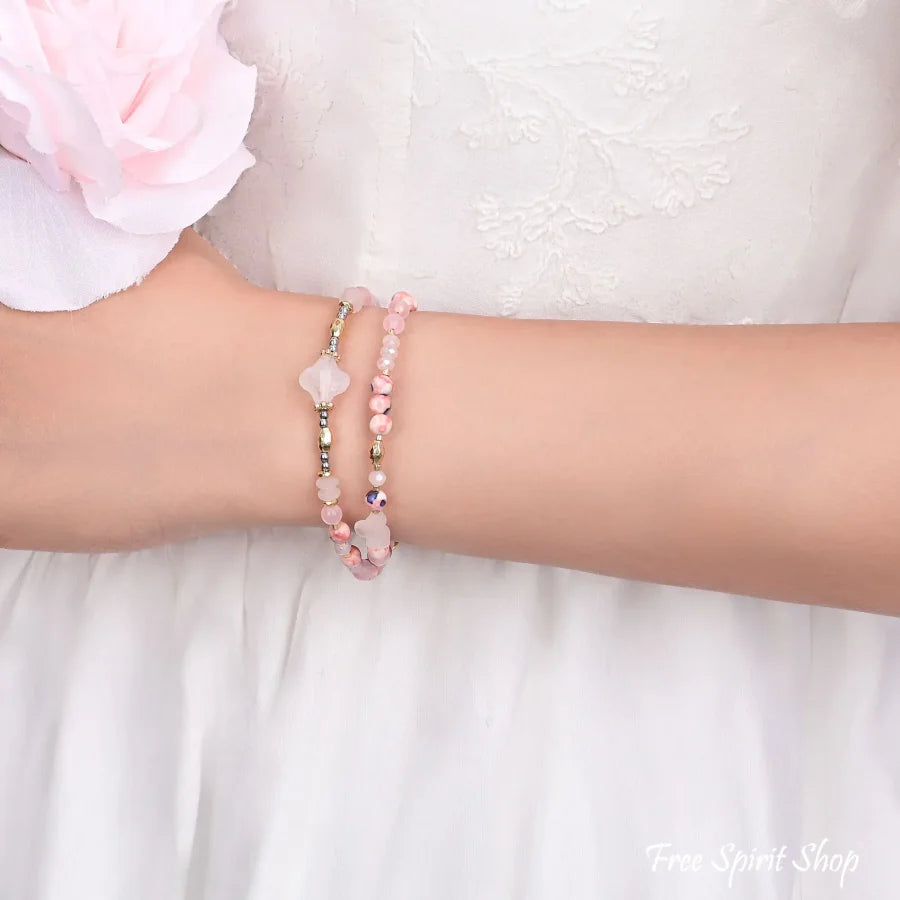 4-in-1 Natural Rose Quartz & Rhodonite Beaded Chain