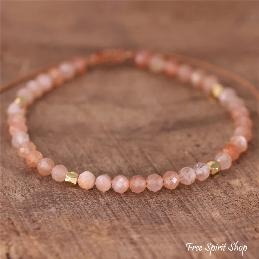 Natural Sunstone Minimalist Adjustable Bracelet