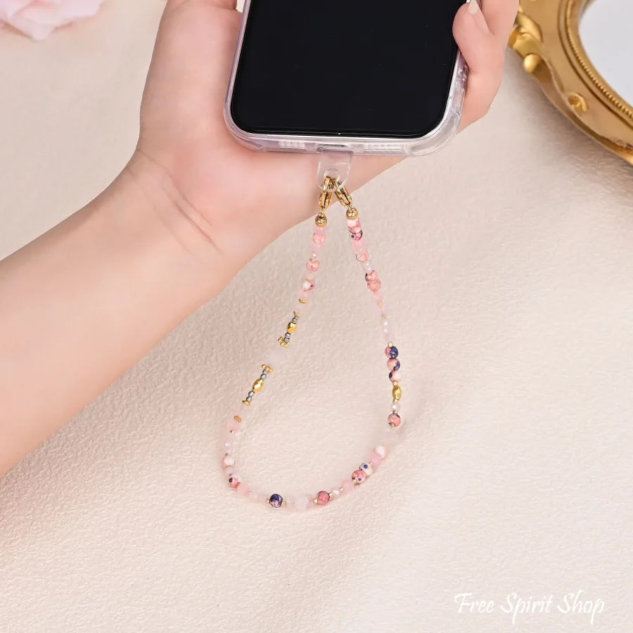 4-in-1 Natural Rose Quartz & Rhodonite Beaded Chain