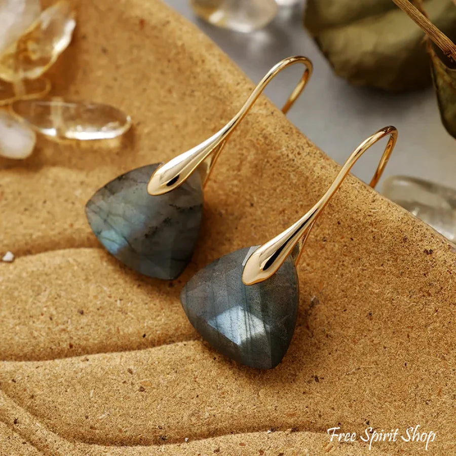 Labradorite Pyramid Drop Earrings – Transformation & Light Labradorite Triangle Jewelry > Earrings > Gemstone Earrings
