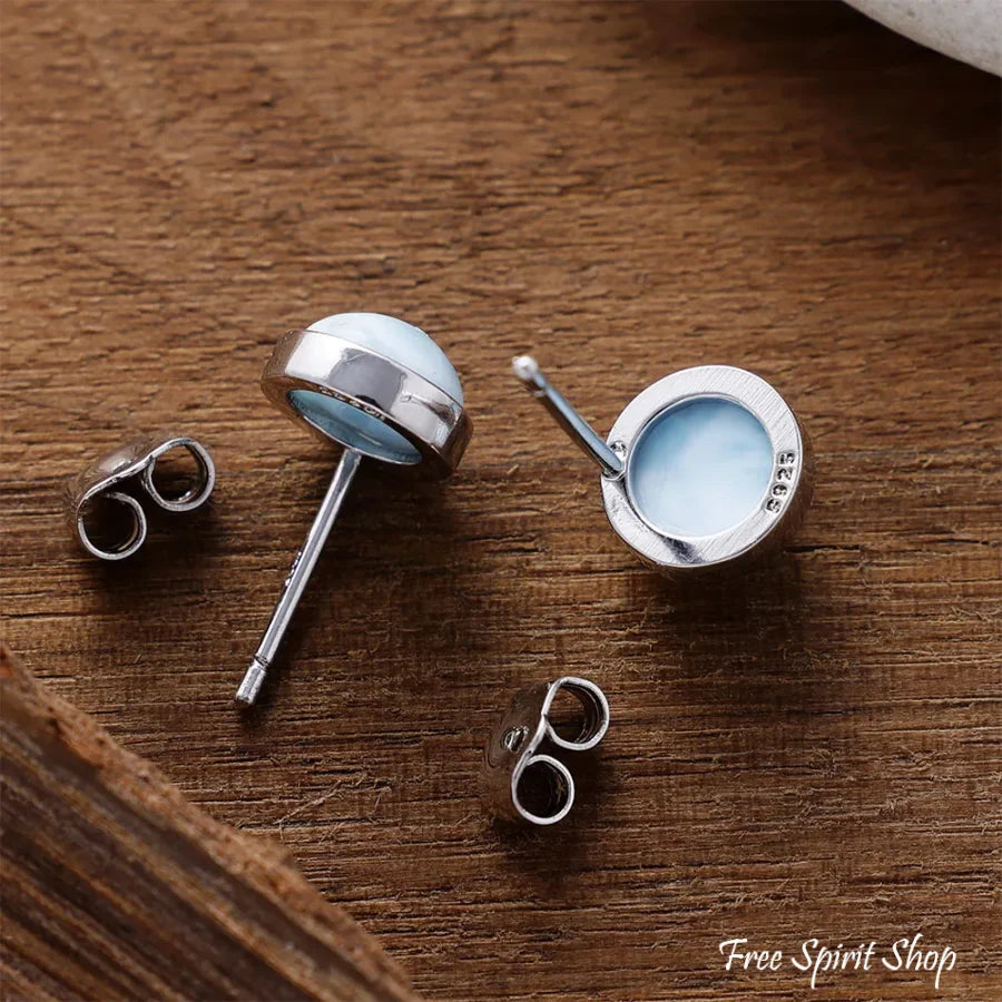 Minimalist Silver Larimar Drop Earrings Jewelry > Earrings > Gemstone Earrings