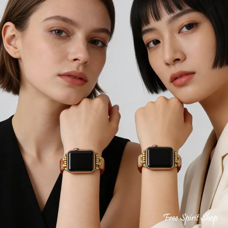 Carnelian Apple Watch Band - Smartwatch Band / Strap > Gemstone Bead Watch Band > Beaded Apple Watch Band / Strap