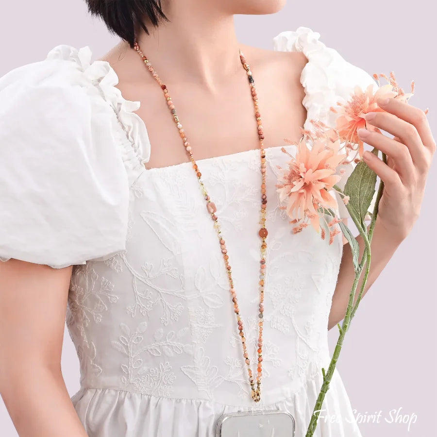 4-in-1 Natural Sunstone Carnelian & Citrine Beaded Chain