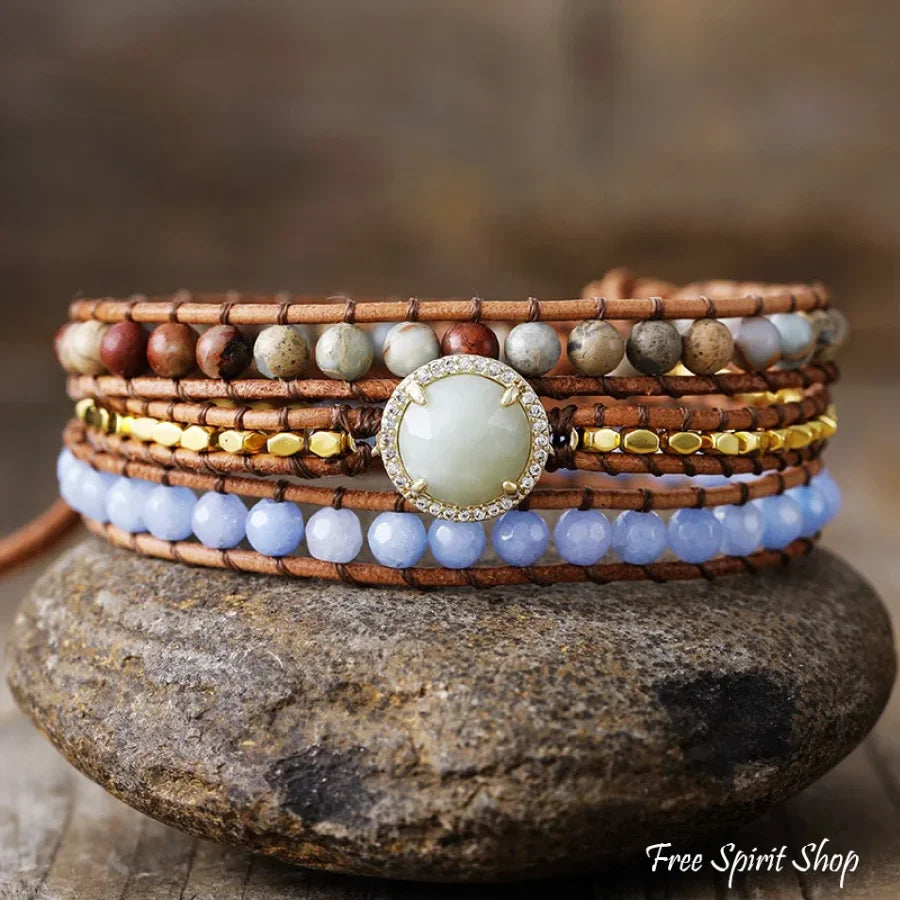 Natural King Jasper Jade Wrap Bracelet