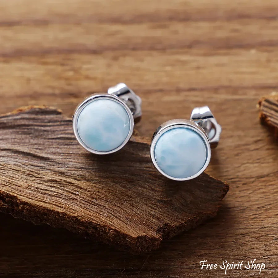 Minimalist Silver Larimar Drop Earrings Jewelry > Earrings > Gemstone Earrings