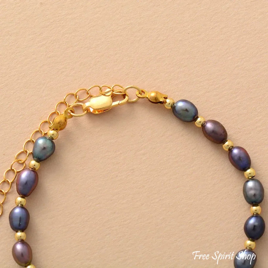 Natural Freshwater Pearl Gold Chain Bracelet Jewelry > Gemstone Bead