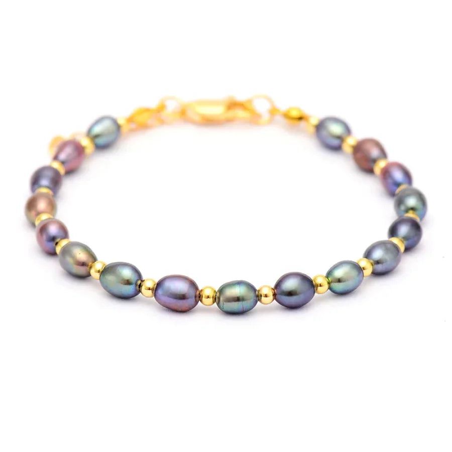 Natural Freshwater Pearl Gold Chain Bracelet Jewelry > Gemstone Bead
