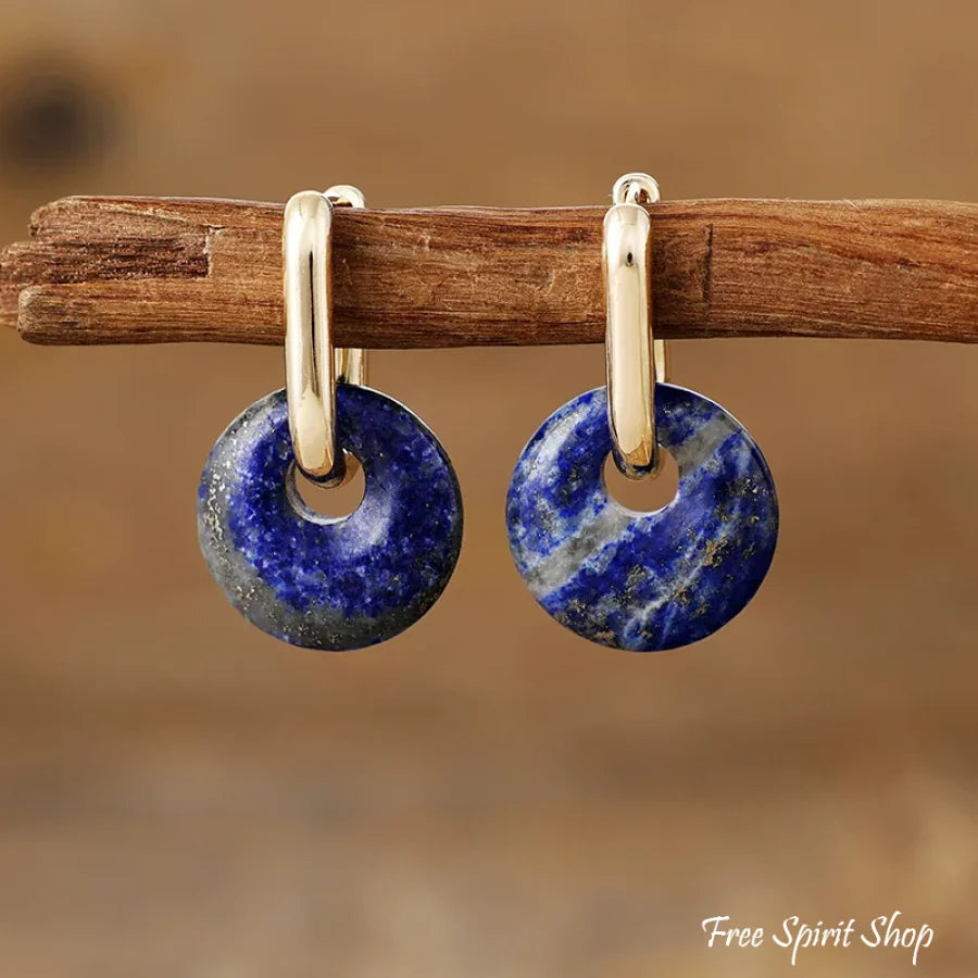 Natural Lapis Lazuli Hoop Earrings