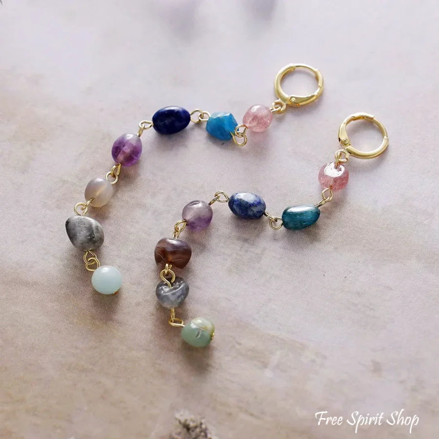 7 Chakra Harmony Gemstone Drop Earrings Jewelry > Earrings > Gemstone Earrings