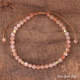 Natural Sunstone Minimalist Adjustable Bracelet