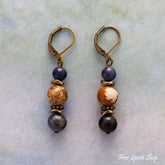 Natural Picture Jasper & Sodalite Bead Drop Earrings