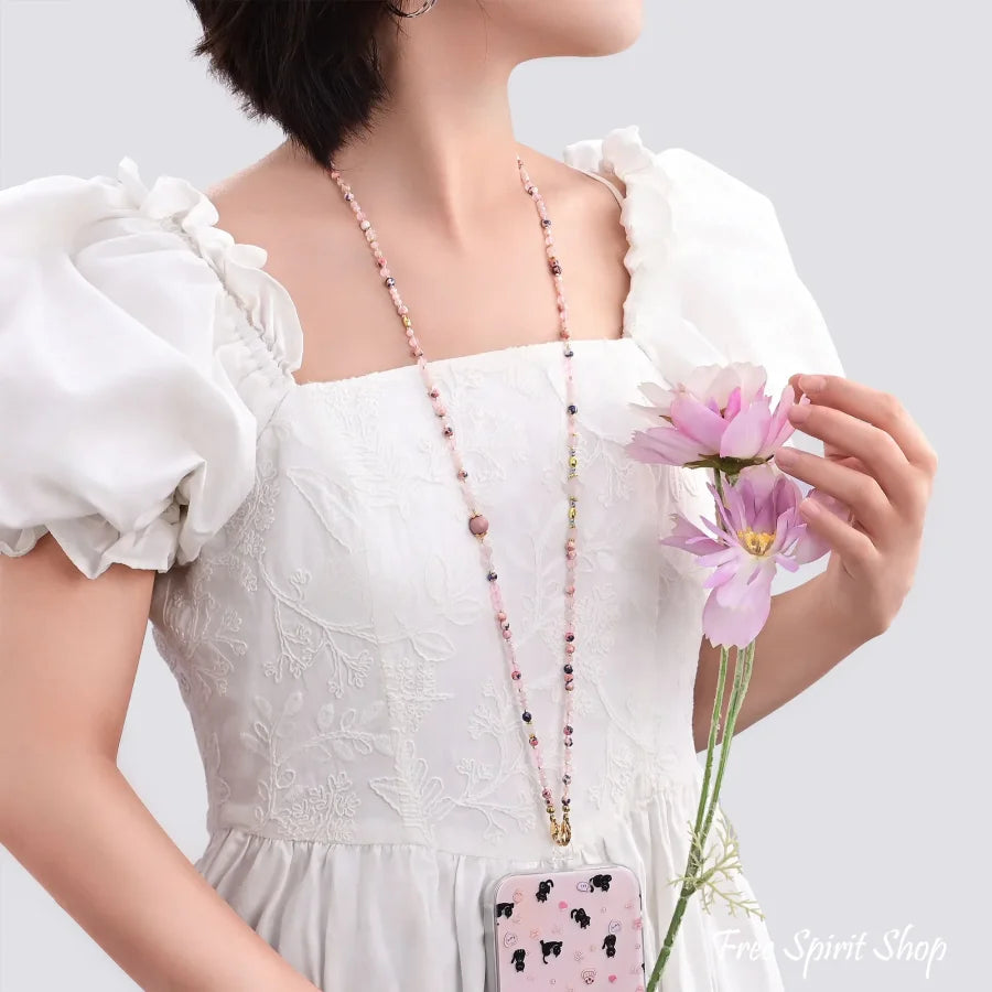 4-in-1 Natural Rose Quartz & Rhodonite Beaded Chain