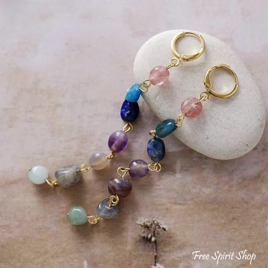 7 Chakra Harmony Gemstone Drop Earrings Jewelry > Earrings > Gemstone Earrings
