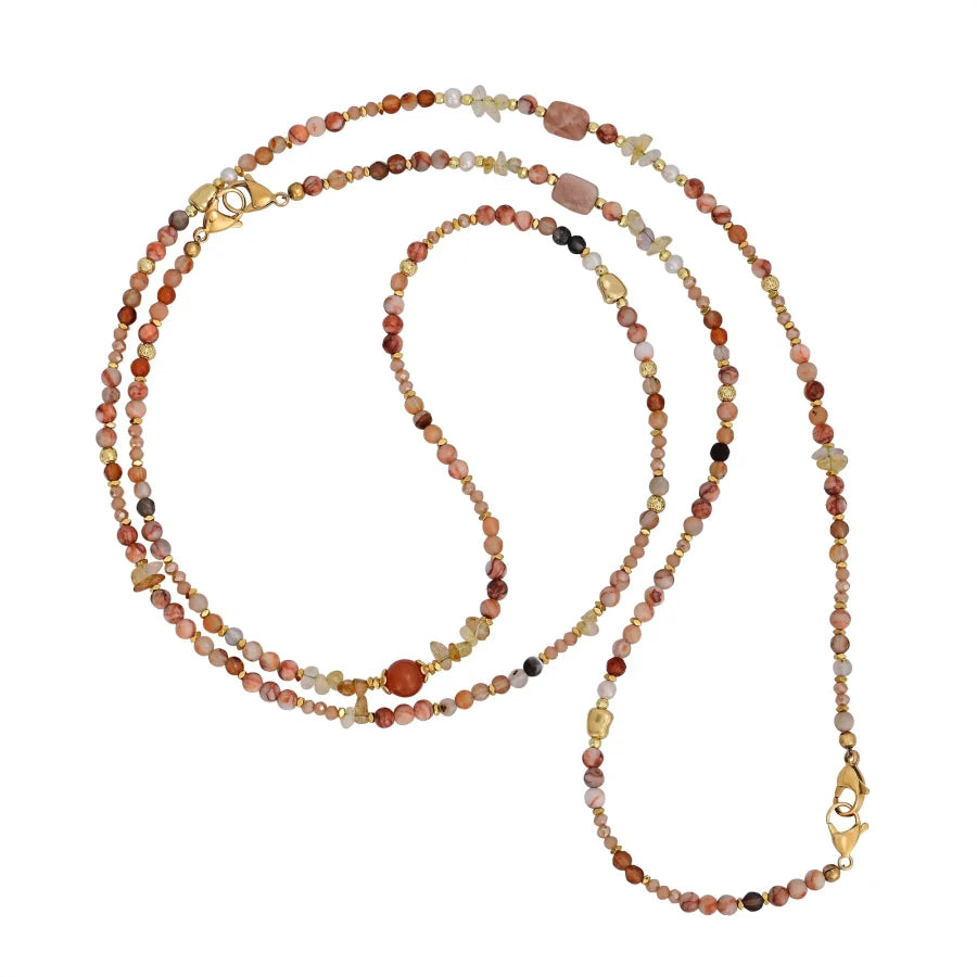 4-in-1 Natural Sunstone Carnelian & Citrine Beaded Chain