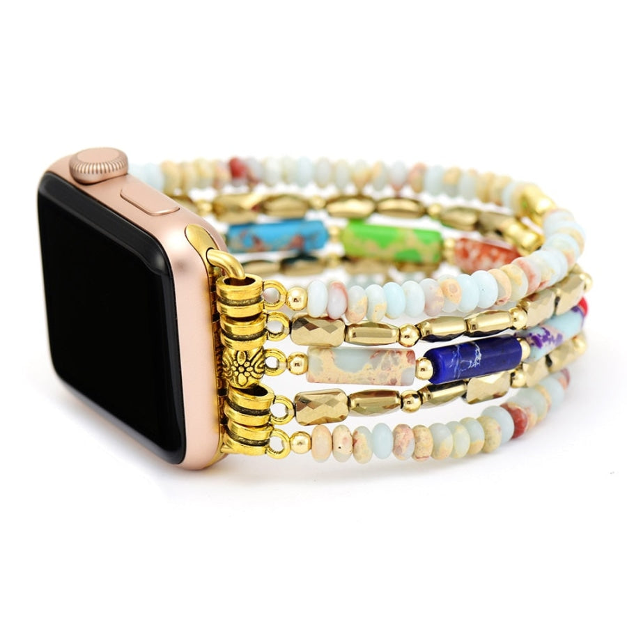 King Jasper & Rainbow Beaded Stretchable Apple Watch Band