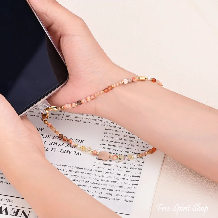 4-in-1 Natural Sunstone Carnelian & Citrine Beaded Chain