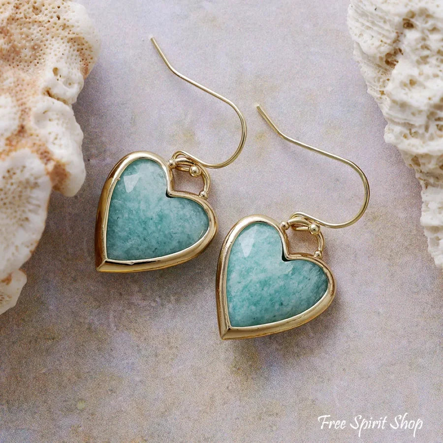 Labradorite Heart Drop Earrings