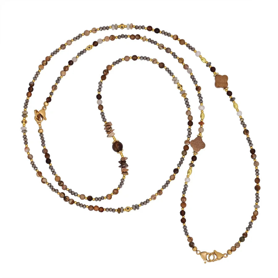 4-in-1 Natural Black Onyx Labradorite & Hematite Beaded Chain