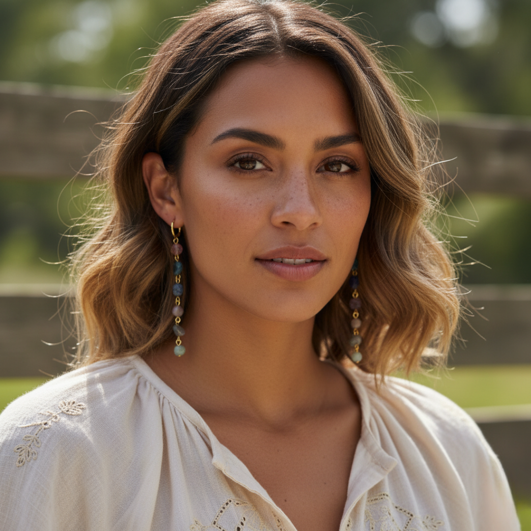 7 Chakra Harmony Gemstone Drop Earrings