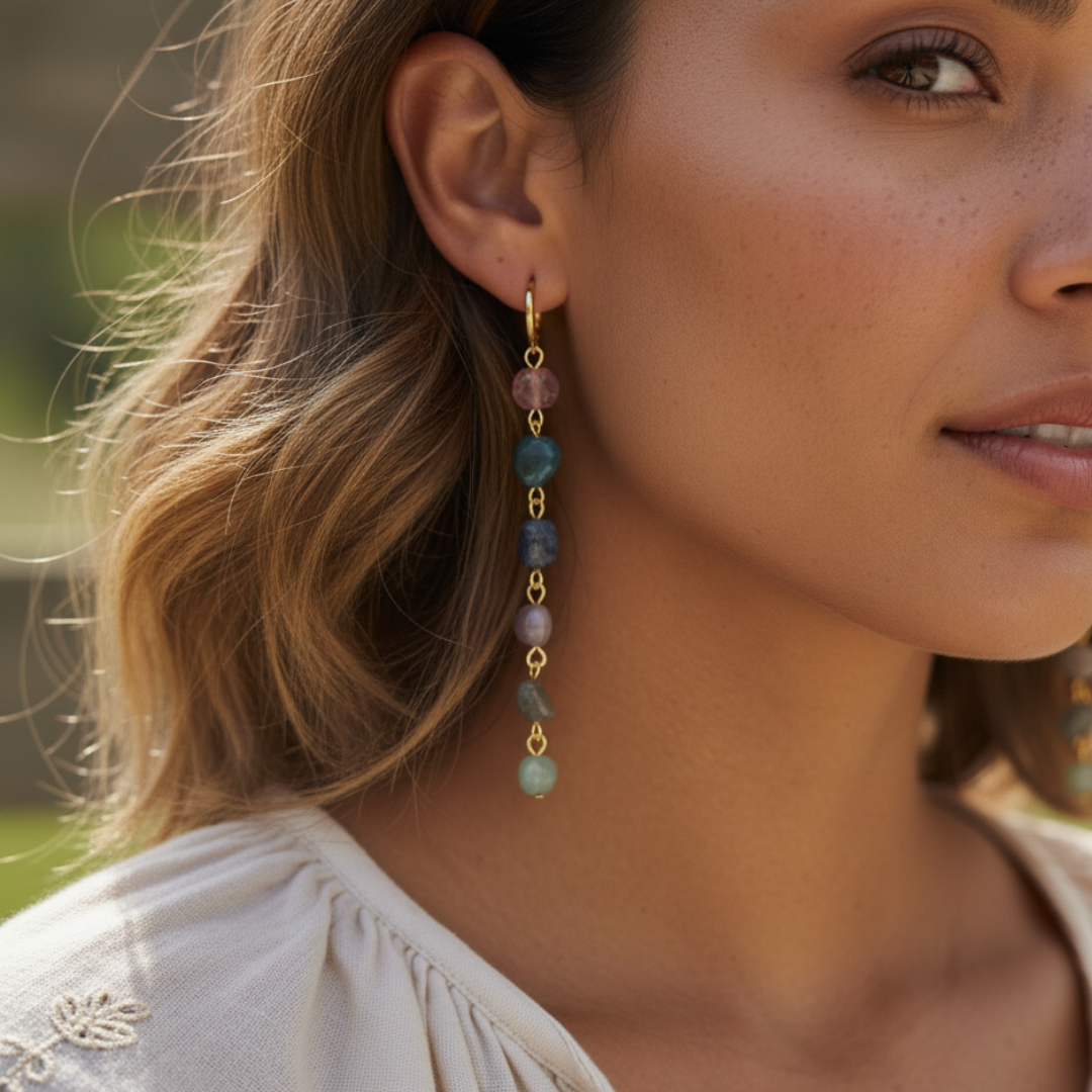 7 Chakra Harmony Gemstone Drop Earrings