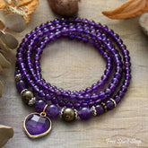 Amethyst & Heart Pendant Bracelet / Necklace - Free Spirit Shop