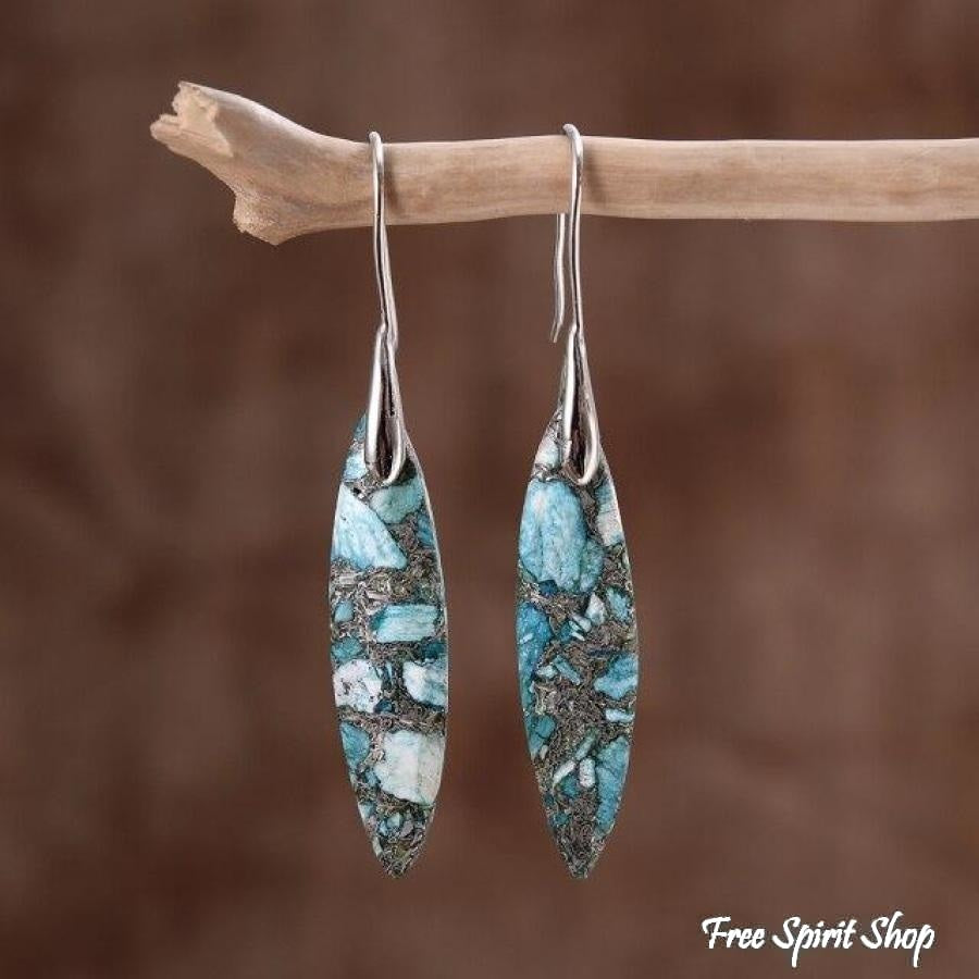 Blue Imperial Stone Drop Earrings - Free Spirit Shop