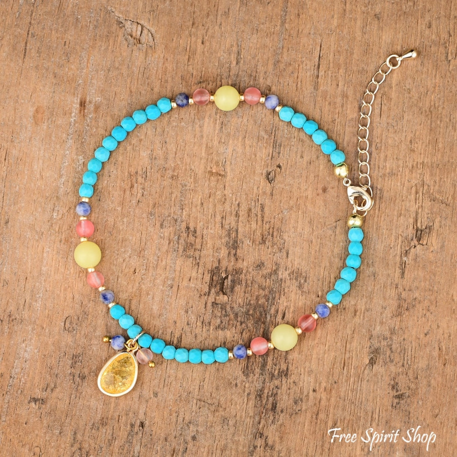 Bohemian Turquoise Beaded Anklet - Free Spirit Shop