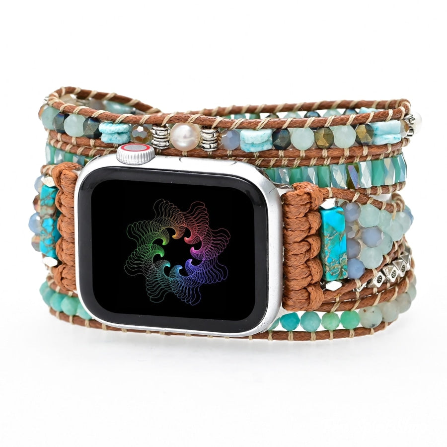 Calming Amazonite & Mixed Beads Apple Watch Band - Free Spirit Shop