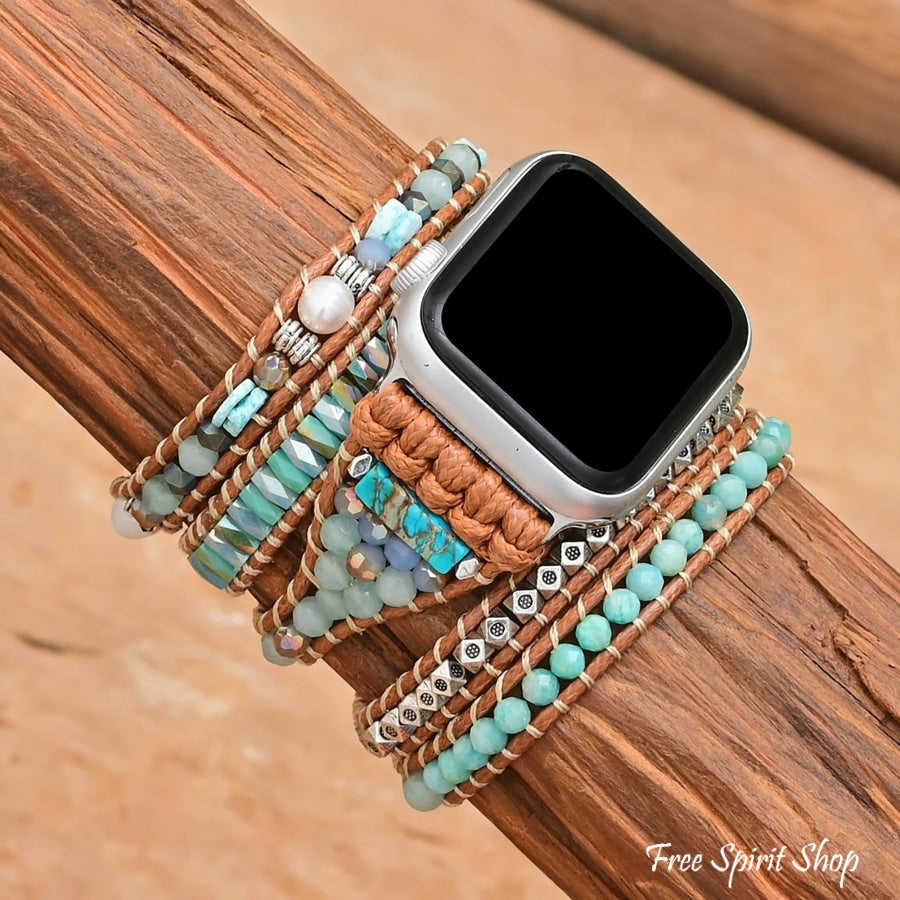 Calming Amazonite & Mixed Beads Apple Watch Band - Free Spirit Shop