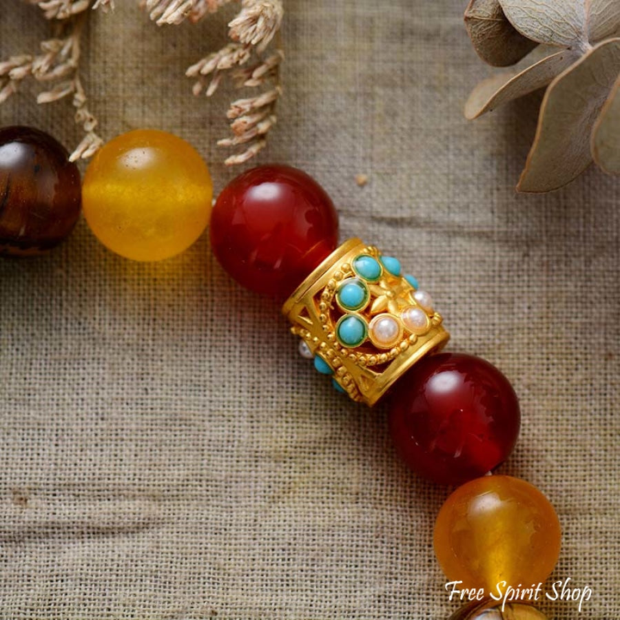 Chakra Stones & Rainbow Heart Bead Bracelet - Free Spirit Shop