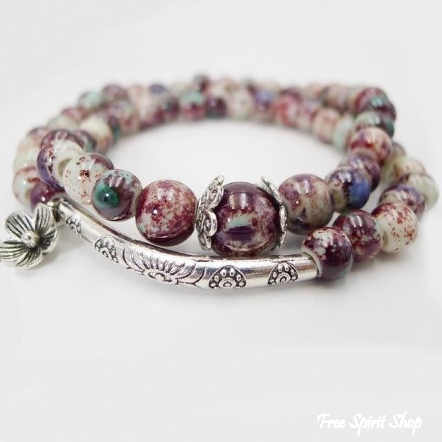 Flower Ceramic Beads Bracelet - Free Spirit Shop