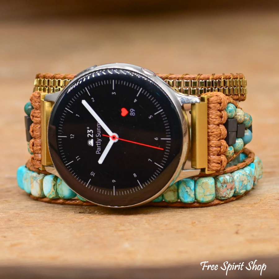 Google Pixel Watch Band With Turquoise Howlite Beads