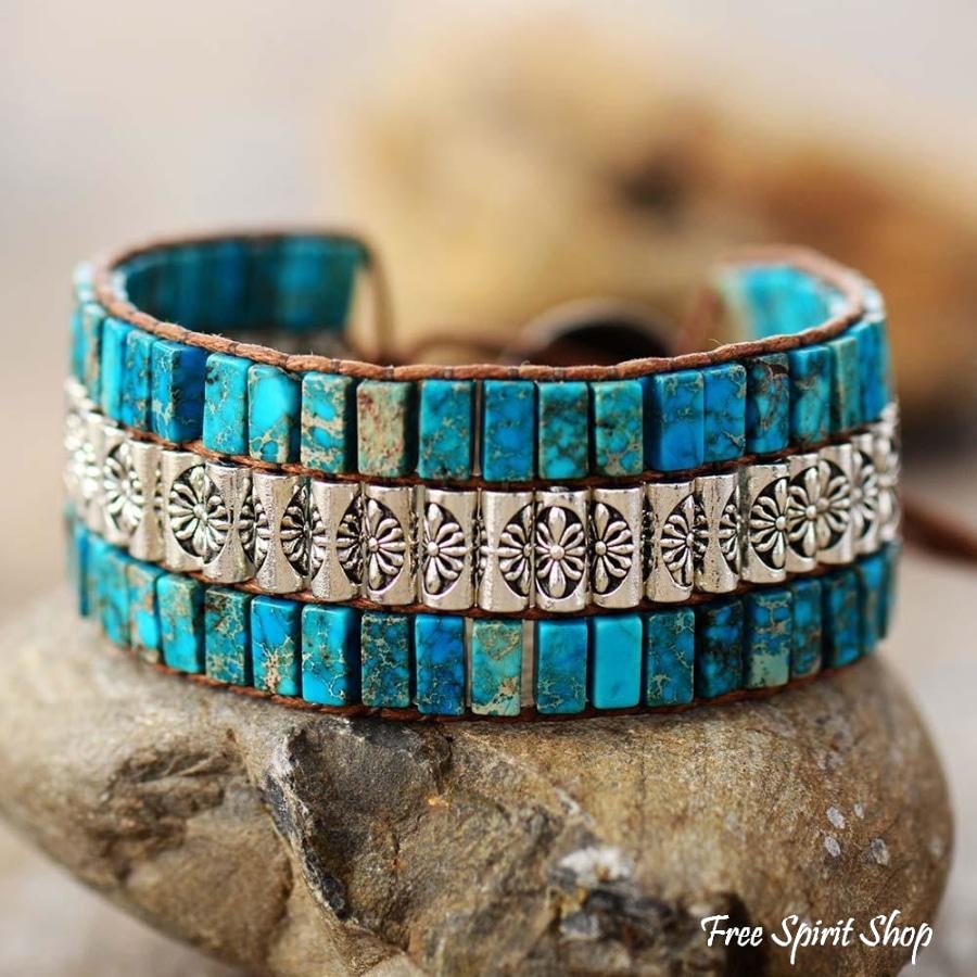Handmade Blue Jasper & Tibetan Bead Wrap Bracelet - Free Spirit Shop