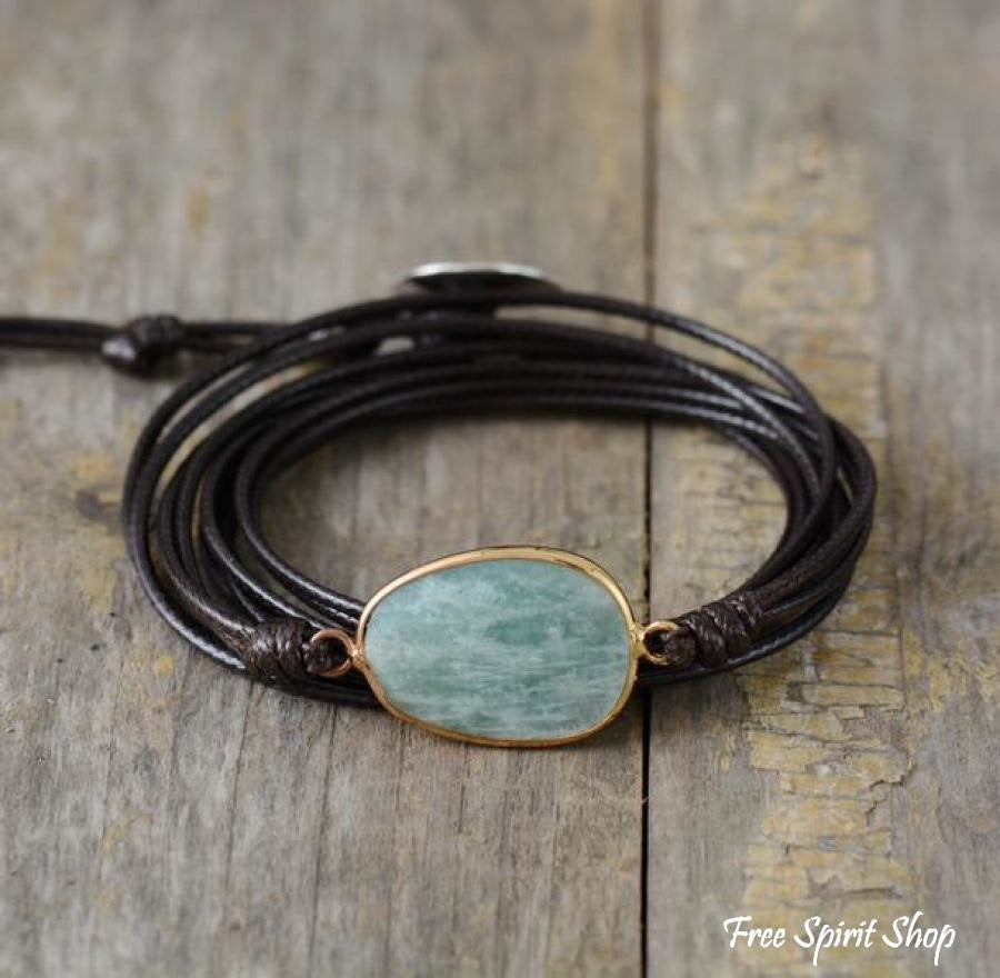 Handmade Natural Amazonite Wrap Bracelet - Free Spirit Shop