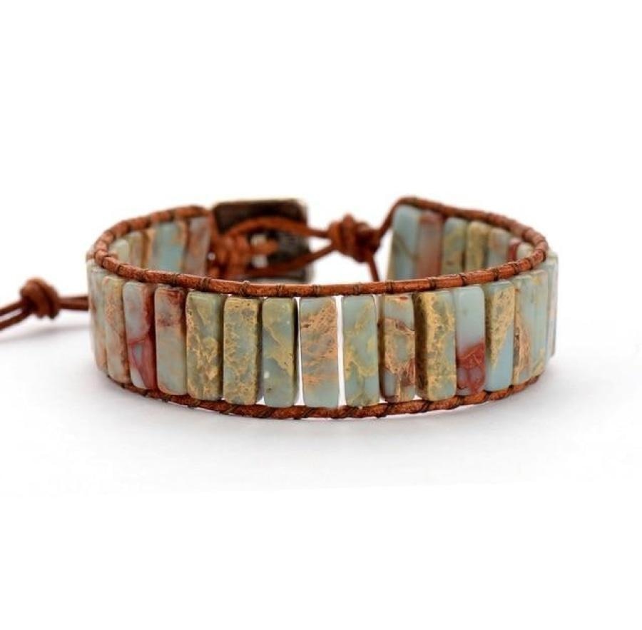 Handmade Natural King Jasper Tube Wrap Bracelet - Free Spirit Shop