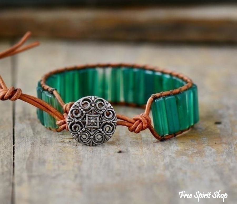 Handmade Natural Semi-Precious Green Onyx Stone Bracelet - Free Spirit Shop