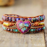 Handmade Purple Jasper Heart Wrap Bracelet - Free Spirit Shop