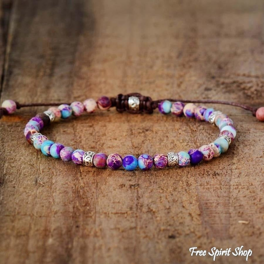 Handmade Purple Jasper Stone Adjustable Bracelet - Free Spirit Shop